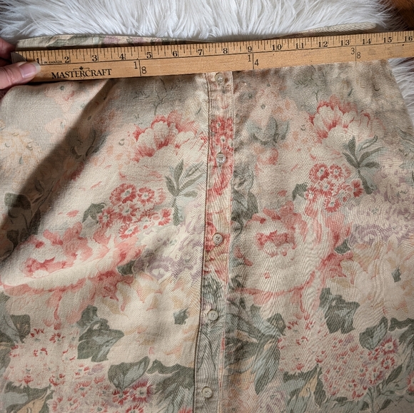 Vintage 90s Lauren Ralph Lauren Linen Floral Print Skirt Small Medium - Picture 8 of 9